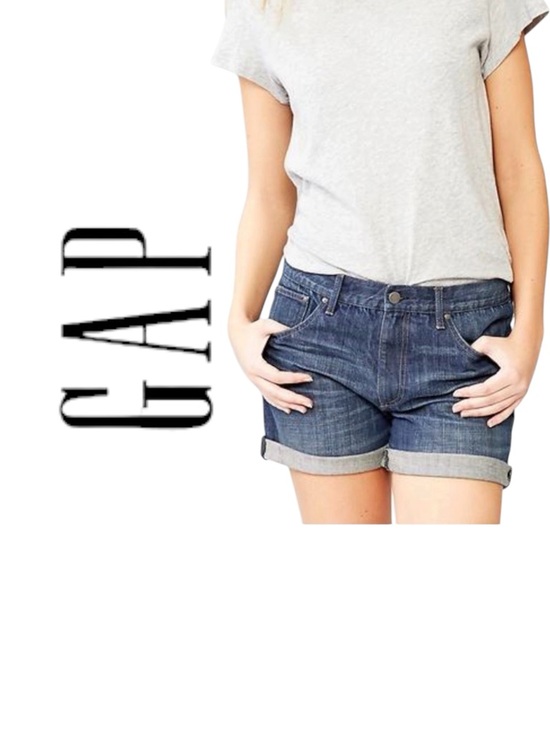 GAP Pants - Gap 1969 Sexy Boyfriend Dark Denim Mid Rise 5”Shorts Stretch Cuffs Fleut Wash 25